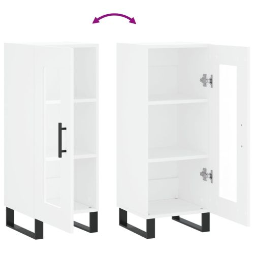 Сайдборд, бял, 34,5x34x90 см, инженерно дърво