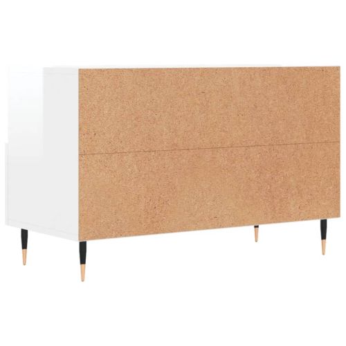 ТВ шкаф, бял гланц, 80x36x50 см, инженерно дърво