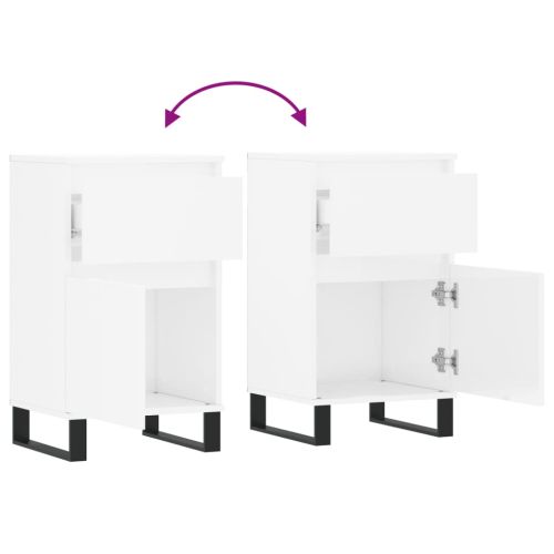 Бюфети 2 бр бял гланц 40x35x70 см инженерно дърво