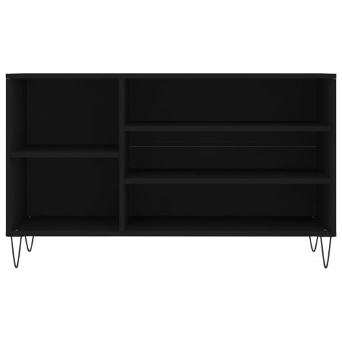 Шкаф за обувки, черен, 102x36x60 см, инженерно дърво