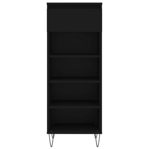 Шкаф за обувки, черен, 40x36x105 см, инженерно дърво