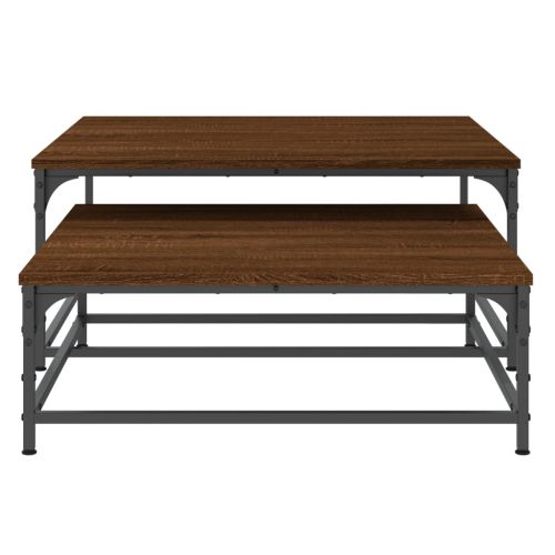 Стифиращи кафе маси, 2 бр, кафяв дъб, инженерно дърво