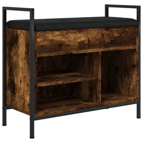 Пейка за обувки, опушен дъб, 65,5x32x57,5 см, инженерно дърво