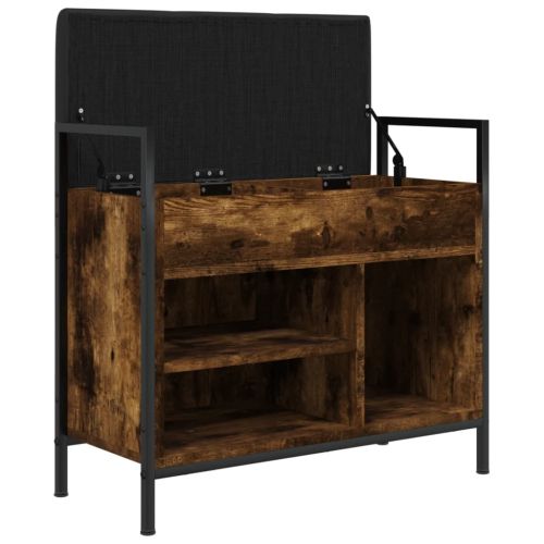 Пейка за обувки, опушен дъб, 65,5x32x57,5 см, инженерно дърво