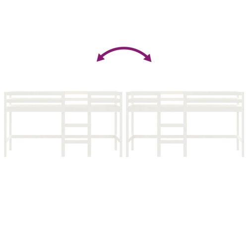 Детско високо легло със стълба, бяло, 90x190 см, бор масив