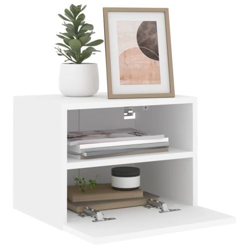 Стенни ТB шкафове, 2 бр, бели, 40x30x30 см, инженерно дърво