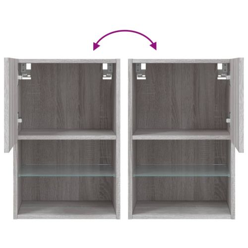 ТВ шкаф с LED осветление, сив сонома, 40,5x30x60 см