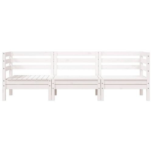 Градински диван, 3-местен, бял, бор масив