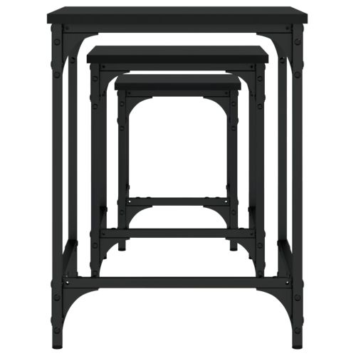 Стифиращи кафе маси, 3 бр, черни, инженерно дърво