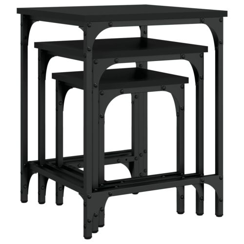 Стифиращи кафе маси, 3 бр, черни, инженерно дърво