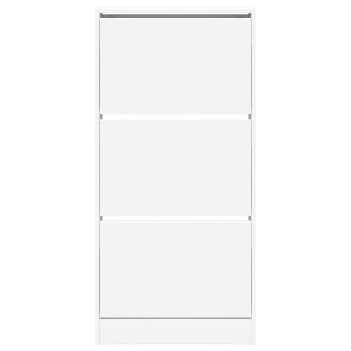 Шкаф за обувки, бял, 60x21x125,5 см, инженерно дърво