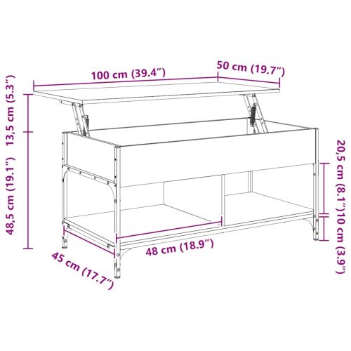 Кафе маса, черна, 100x50x50 см, инженерно дърво и метал