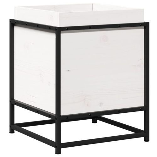 Градински сандък, бял, 40x40x50 см, борово дърво масив