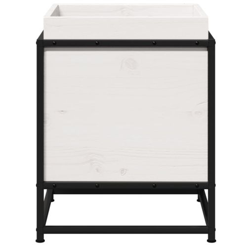 Градински сандък, бял, 40x40x50 см, борово дърво масив