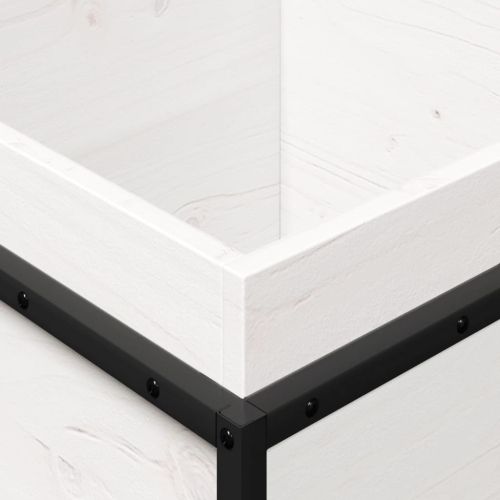 Градински сандък, бял, 40x40x50 см, борово дърво масив