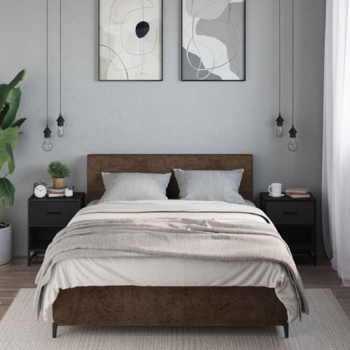 Нощни шкафчета, 2 бр, черни, 40x31x50 см, инженерно дърво