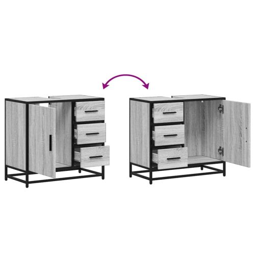 Шкаф за мивка в банята Grey Sonoma Инженерна дървесина