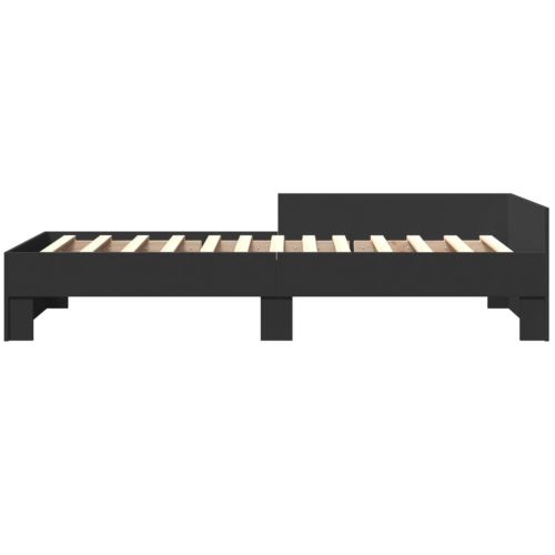Рамка за легло, черна, 100x200 см, инженерно дърво