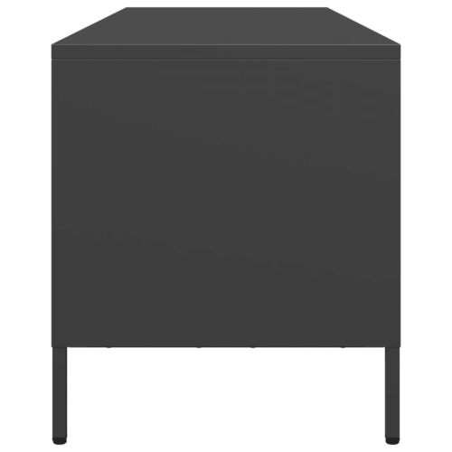 ТВ шкаф, черен, 135x39x43,5 см, студеновалцувана стомана