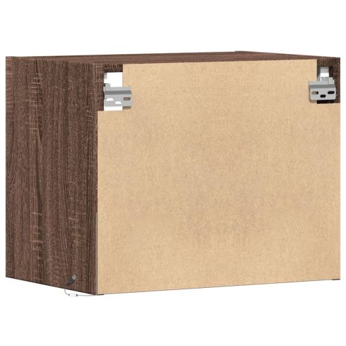 Нощни шкафчета за стена с LED осветление, 2 бр, кафяв дъб