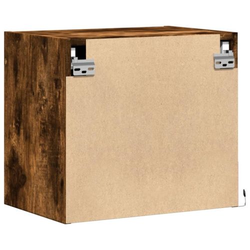 Нощно шкафче за стена с LED осветление, опушен дъб