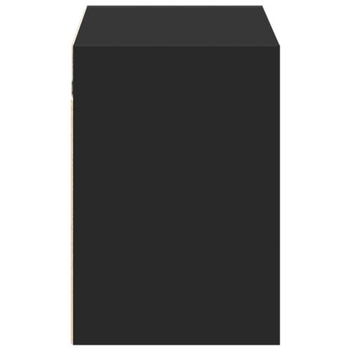 Стенен ТВ шкаф с LED осветление, черен, 100x31x45 см