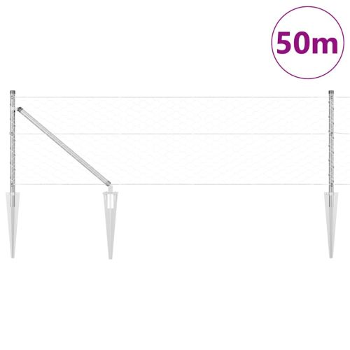 Стълб за ограда. Сребрист 50 x 0,6 м (50 мм мрежа) Стомана