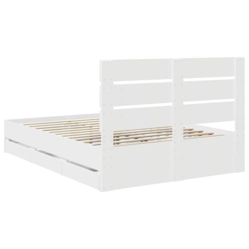 Рамка за легло с чекмедже Бяло 150 x 200 cm Инженерна дървесина