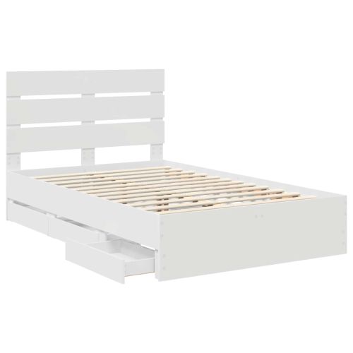Рамка за легло с чекмедже Бяло 120 x 200 cm Инженерна дървесина