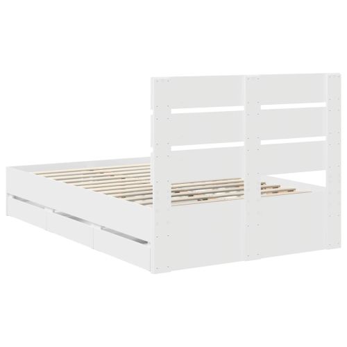Рамка за легло с чекмедже Бяло 120 x 200 cm Инженерна дървесина