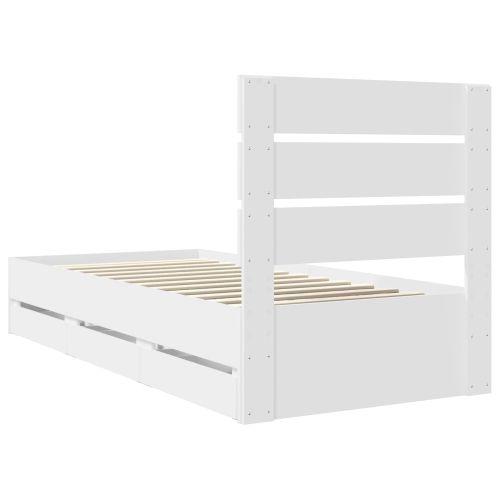 Рамка за легло с чекмедже Бяло 90 x 190 cm Инженерна дървесина