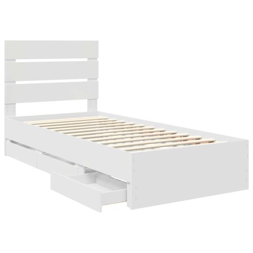 Рамка за легло с чекмедже Бяло 90 x 200 cm Инженерна дървесина