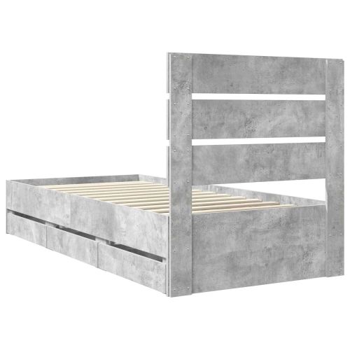 Рамка за легло Циментено сиво 75 x 190 cm Инженерна дървесина