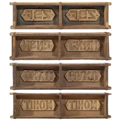 Поднос 4 pcs Кафяво 57 x 15 x 9 см Солидно възстановено дърво