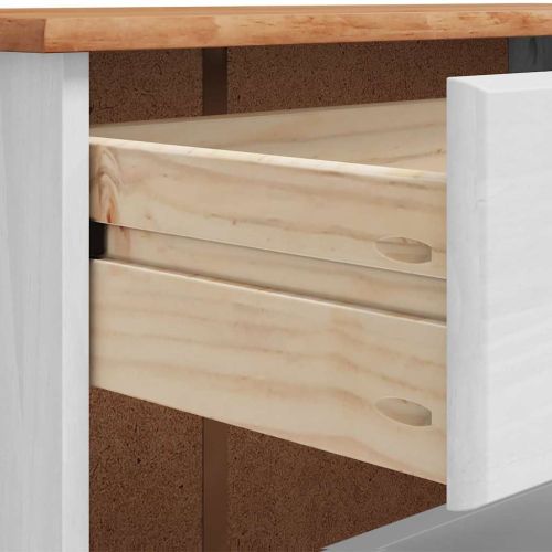 Шкаф за обувки ASKIM Бяло 85 x 35 x 108 см Солидно борово дърво