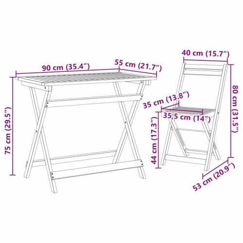 Бистро комплект 5 pcs Натурален маслен Солидно акациево дърво