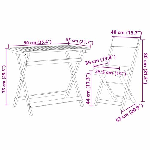 Бистро комплект 5 pcs Натурален маслен Солидно акациево дърво