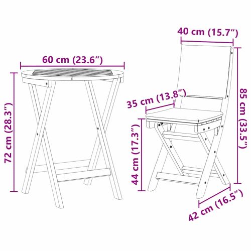 Бистро комплект 3 pcs Натурален маслен Солидно акациево дърво