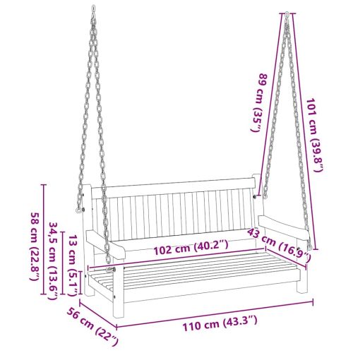 Лавица с люлка Кафяво 110 x 56 x 58.5 см Солидно акациево дърво