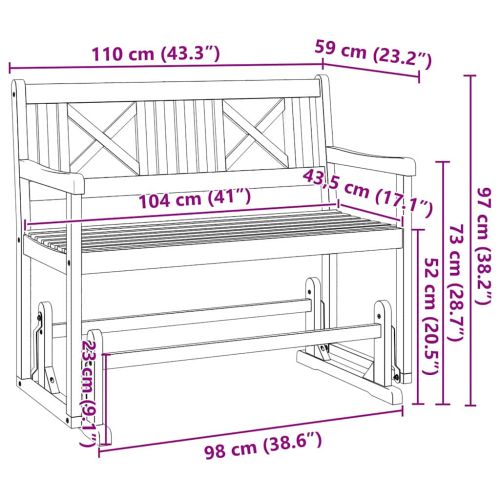 Легло пейка Кафяво 110 x 59 x 97 см Солидно акациево дърво