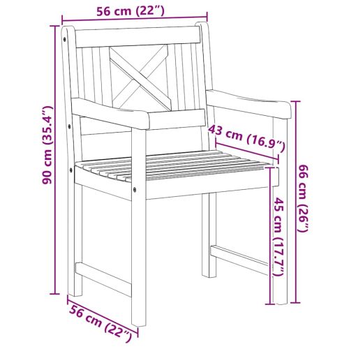 Градински стол 2 pcs 56 x 56 x 90 см Солидно акациево дърво