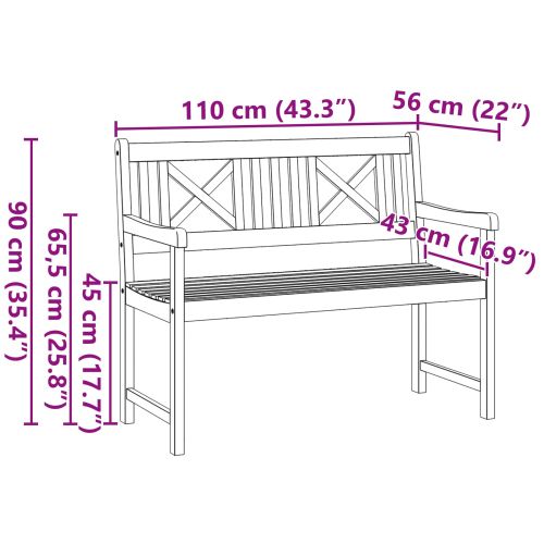Градинска пейка Кафяво 110 x 56 x 90 см Солидно акациево дърво