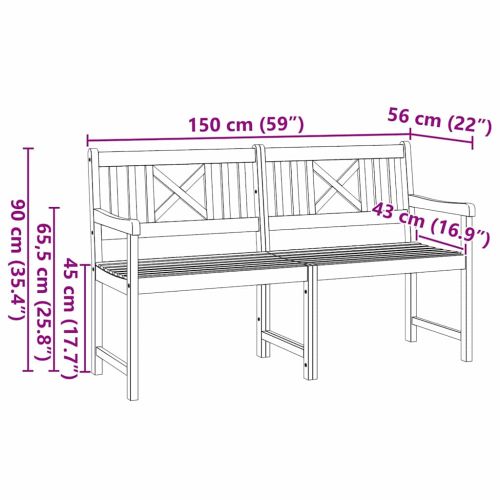 Градинска пейка Кафяво 150 x 56 x 90 см Солидно акациево дърво