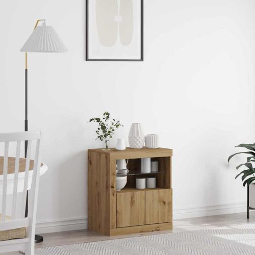 LED конзолна маса Кафяво 60,5 x 37 x 67 см Инженерно дърво