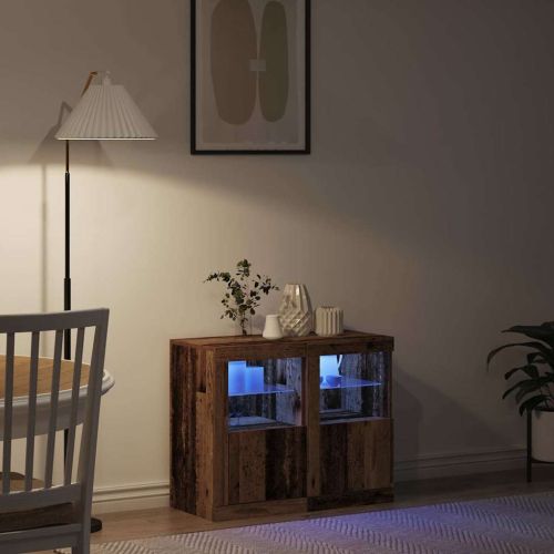 LED конзолна маса 2 pcs Старо дърво 41 x 37 x 67 см