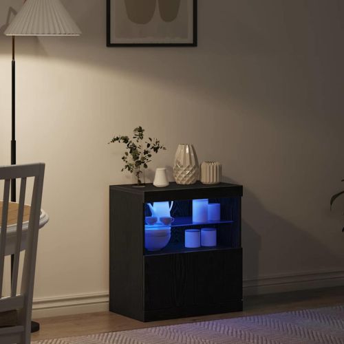 LED конзолна маса Черно 60,5 x 37 x 67 см Инженерно дърво