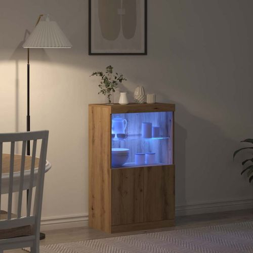 LED конзолна маса Кафяво 60 x 37 x 100 см Инженерно дърво