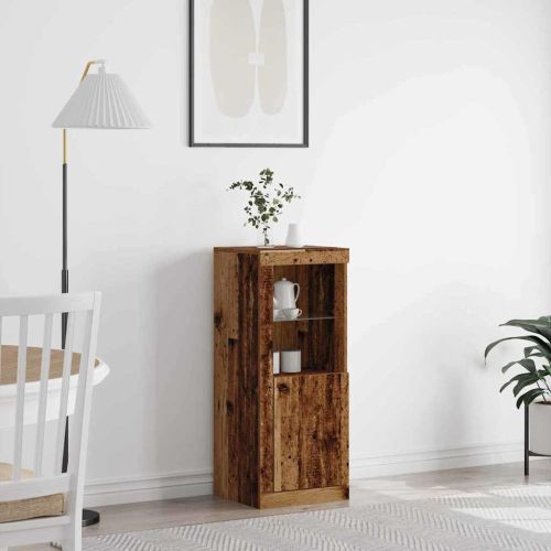 LED конзолна маса Старо дърво 41 x 37 x 100 см Инженерно дърво