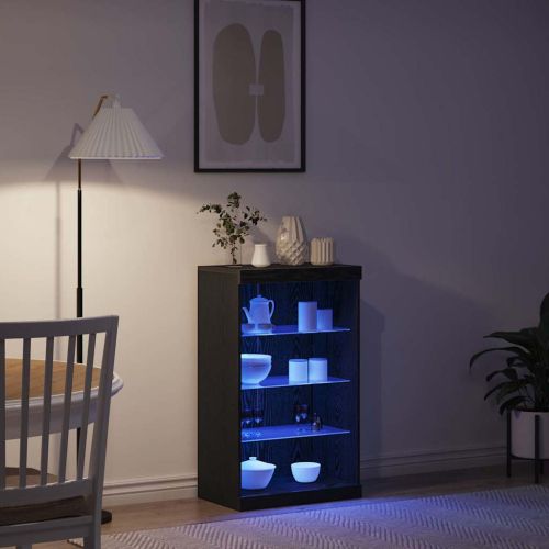 LED конзолна маса Черния дъб 60,5 x 37 x 100 см Инженерно дърво