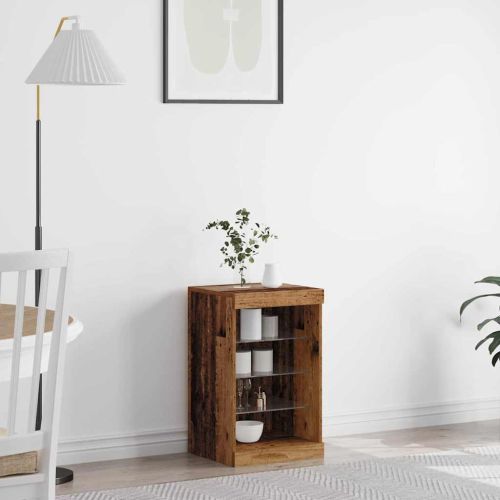 LED конзолна маса Старо дърво 41 x 37 x 67 см Инженерно дърво